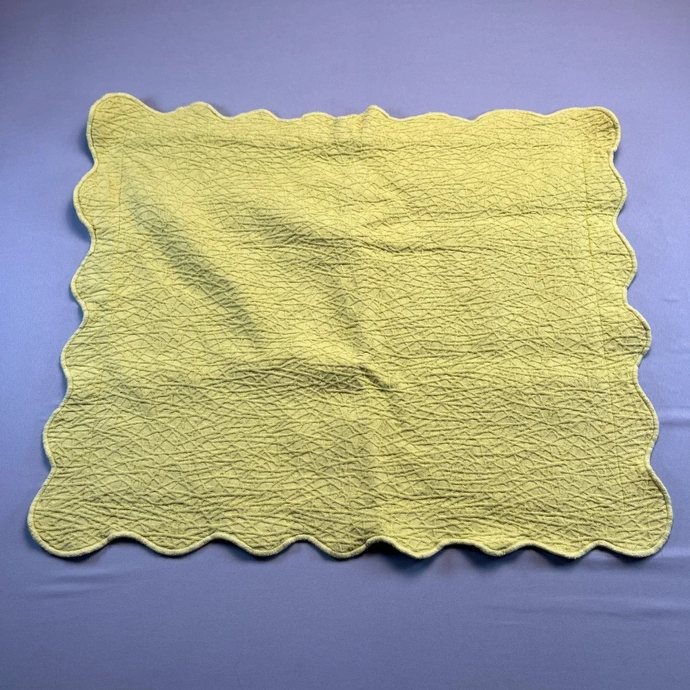 Colchas Domingos Pillow Shams Yellow Textured Scalloped Edge 100% Cotton 23